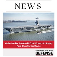 Welin Lambie Awarded PO by US Navy to Supply Ford Class Carrier Davits