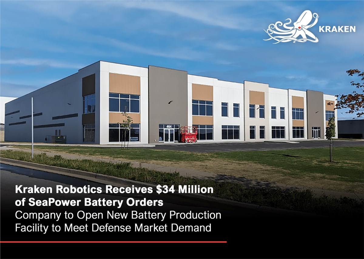 Kraken Robotics Receives $34M of SeaPower Battery Orders  Kraken Robotics Inc. &copy;