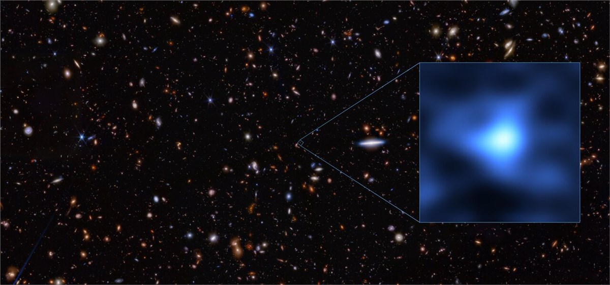 Oxygen Discovered in Most Distant Known Galaxy Furthest detection of oxygen in the early Universe European Southern Observatory (ESO) &copy;