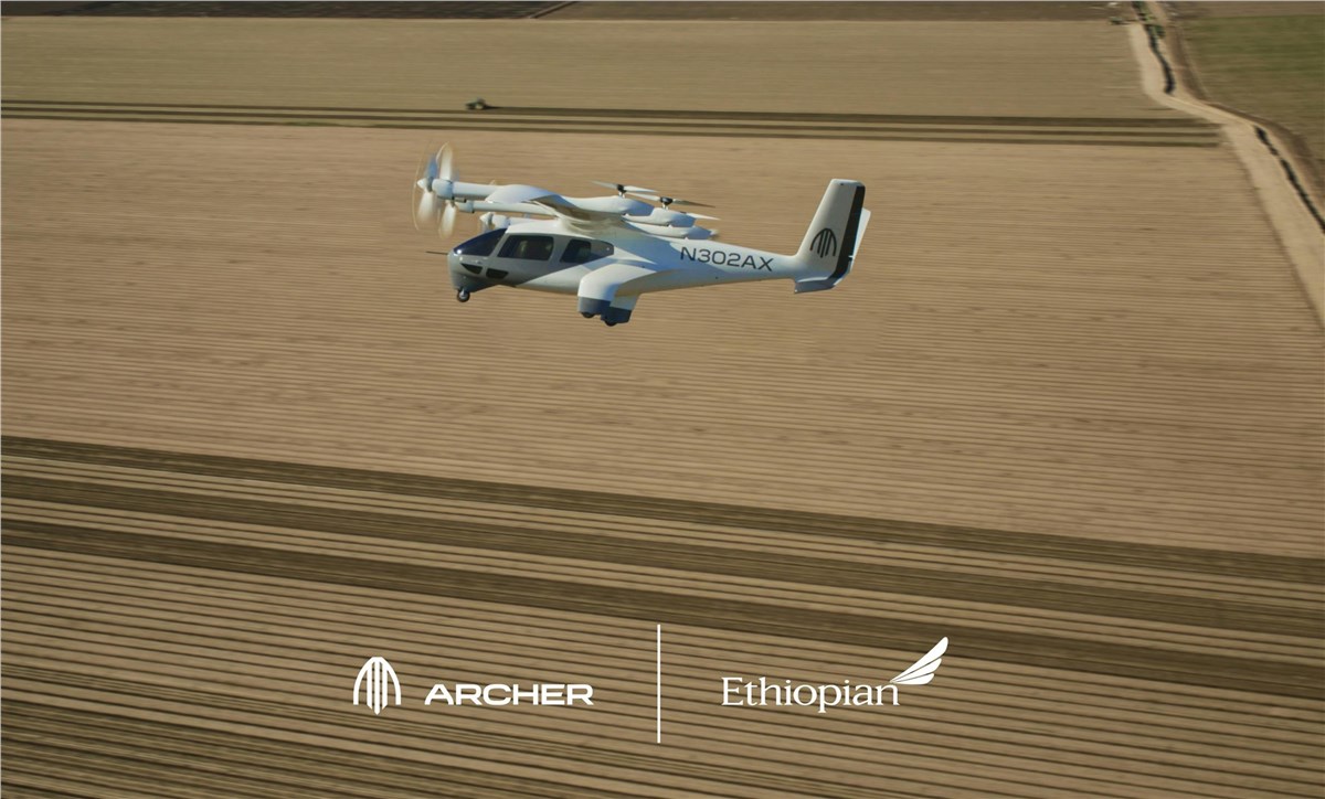 Ethiopian Airlines, Africa's Largest Carrier, And Archer, Sign Agreement To Deploy Midnight Under The "Launch Edition" Program  Archer Aviation &copy;