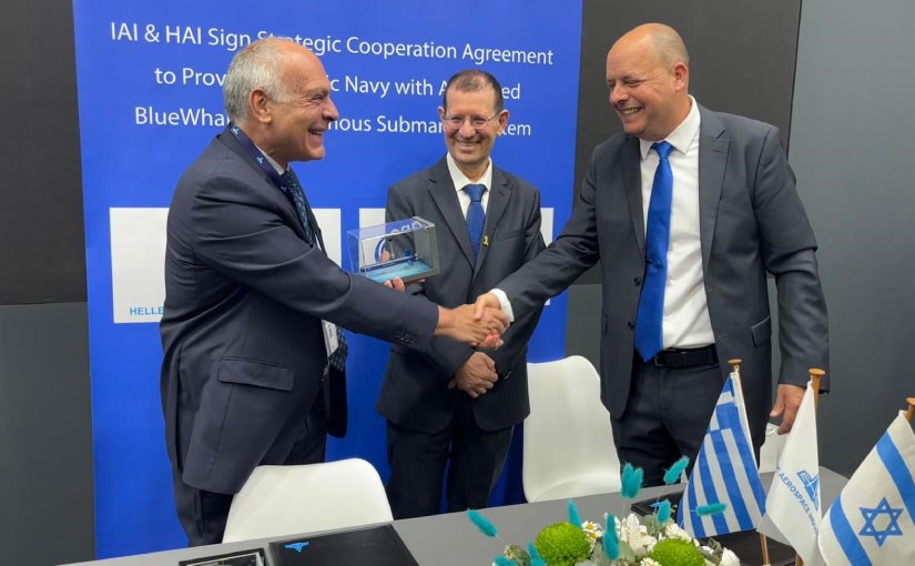 IAI & HAI Sign Strategic MOU to Offer the Hellenic Navy Advanced BlueWhale Autonomous Submarine System Signing ceremony at DEFEA Israel Aerospace Industries (IAI) &copy;