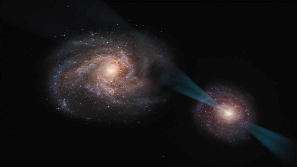 'Cosmic Joust': Astronomers Observe Pair of Galaxies in Deep-space Battle Artist's impression of a 'cosmic joust' European Southern Observatory (ESO) &copy;