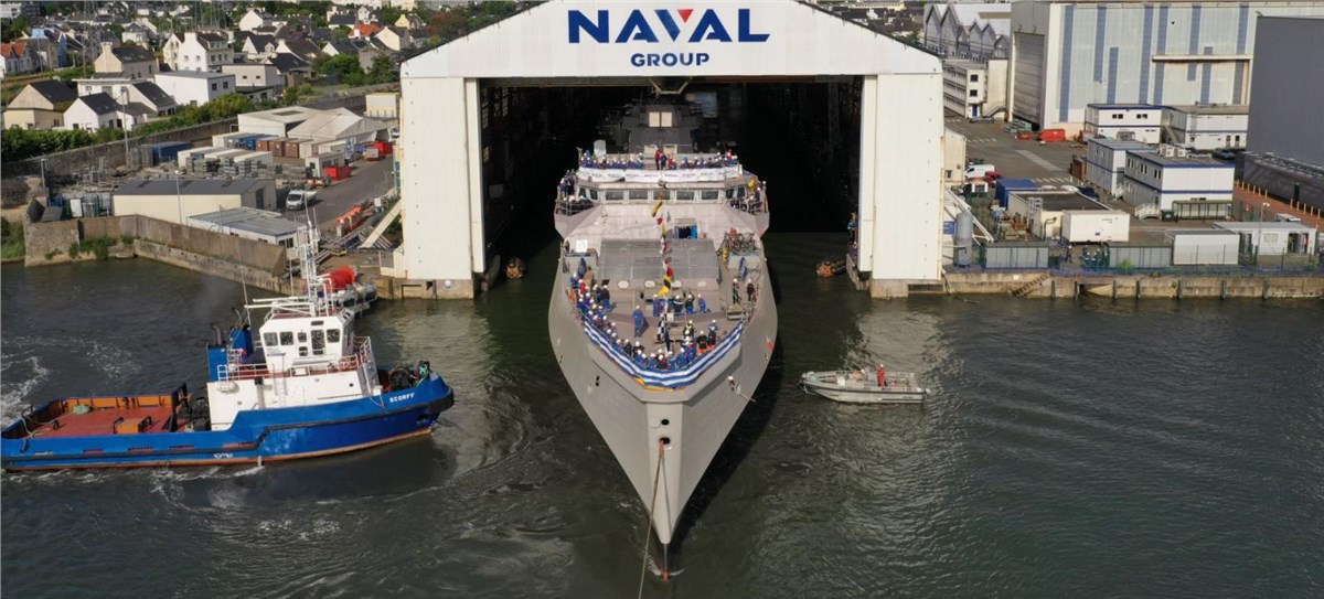 Launching of HS FORMION, 3rd FDI Frigate for the Hellenic Navy  Naval Group &copy;