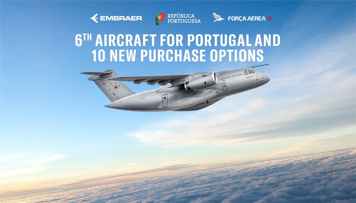 Portugal announces decision to acquire sixth KC-390 Millennium aircraft and inclusion of ten new purchase options  Embraer &copy;