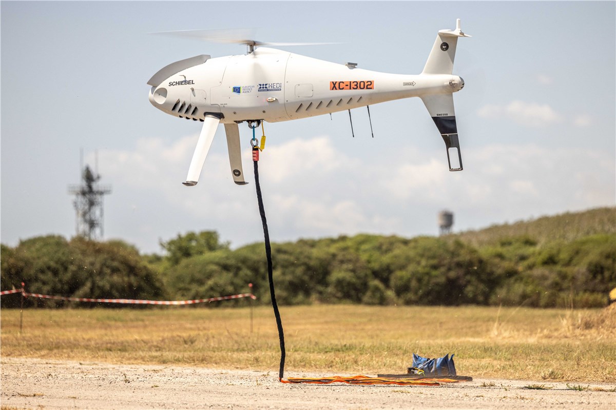 Schiebel Camcopter S-100 Demos Cross-domain Logistics Capabilities During EDA's Inaugural OPEX Campaign  Schiebel &copy;