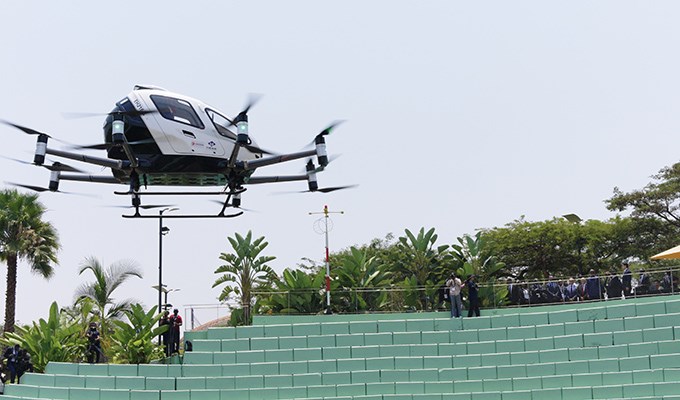 EHang Achieves First Pilotless Human-Carrying eVTOL Flight in Africa at the 9th Aviation Africa Summit  EHang &copy;