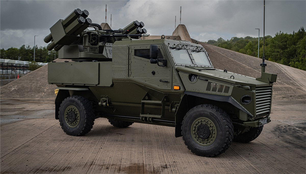 Moog and General Dynamics UK Unveil Specialist Air Defence Foxhound with RIwP Turret  Moog Inc. &copy;
