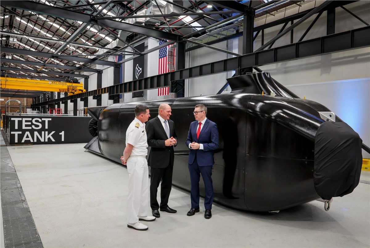 Ghost Shark Factory Opens in Sydney - 1st Vehicle Off the Line Ahead of Schedule, Ready for Undersea Acceptance Testing  Anduril Industries &copy;