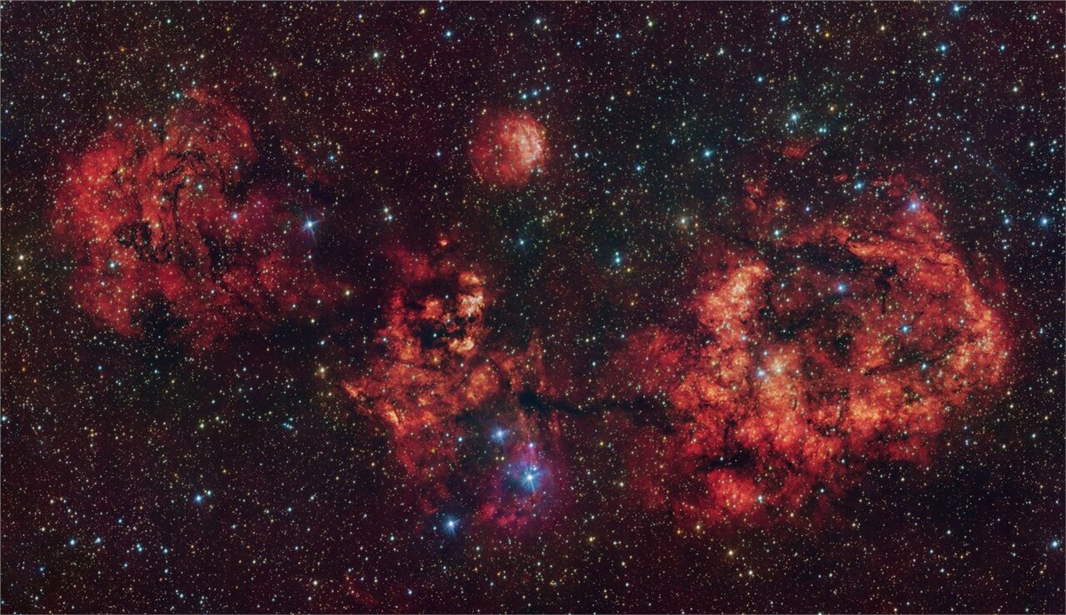 New Image Captures Spooky Bat Signal in the Sky RCW 94/95 nebulae in visible light European Southern Observatory (ESO) &copy;