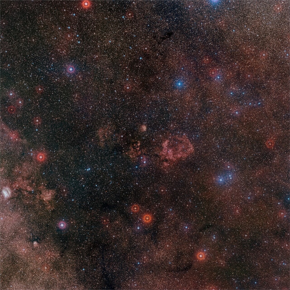 New Image Captures Spooky Bat Signal in the Sky Wide-field view around the RCW 94/95 nebulae European Southern Observatory (ESO) &copy;