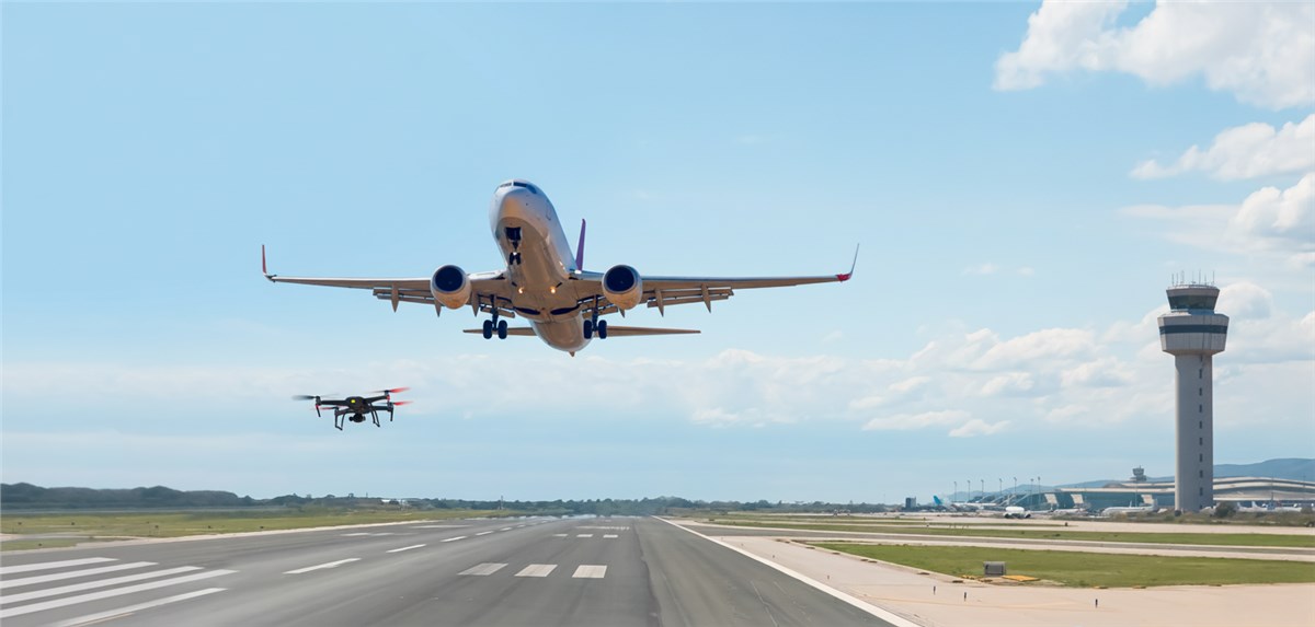 Omnisys Unveils Field-Proven BRO C-UAS Platform to Safeguard Airports Against Evolving Drone Threats Drone Attack on Airplane - AI Generated Omnisys &copy;