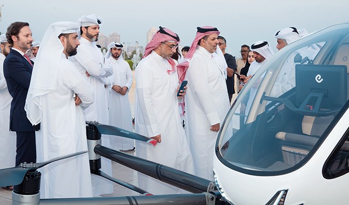 EHang EH216-S Conducts First Urban Human-Carrying Pilotless eVTOL Flights in the Middle East, Partnering with Qatar's Ministry of Transport  EHang &copy;