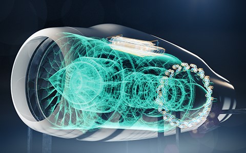 Hydrogen in Aviation Offers Potential for Growth and Deeper Emissions Reductions, New Study Shows Impression of a gas turbine running on hydrogen Rolls-Royce &copy;