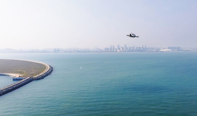 EHang EH216-Series eVTOL Aircraft Completes 1st Cross-Province Flight, Crossing Qiongzhou Strait  EHang &copy;