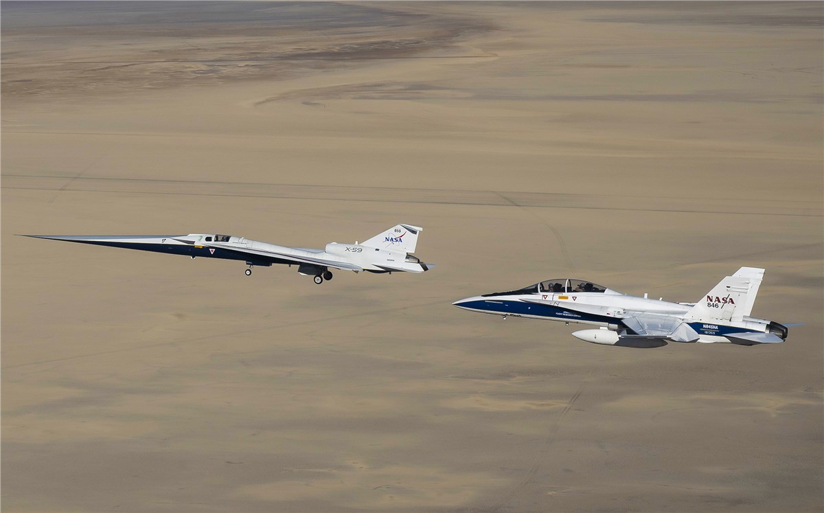 NASA Chase Aircraft Ensures X-59's Safety in Flight  NASA/Jim Ross &copy;