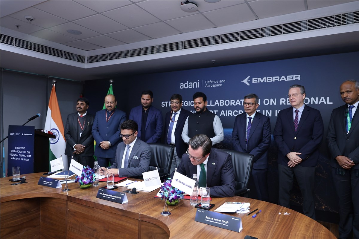Embraer and Adani Defence & Aerospace Announce Strategic Partnership to Establish Regional Transport Aircraft Ecosystem in India  Embraer &copy;