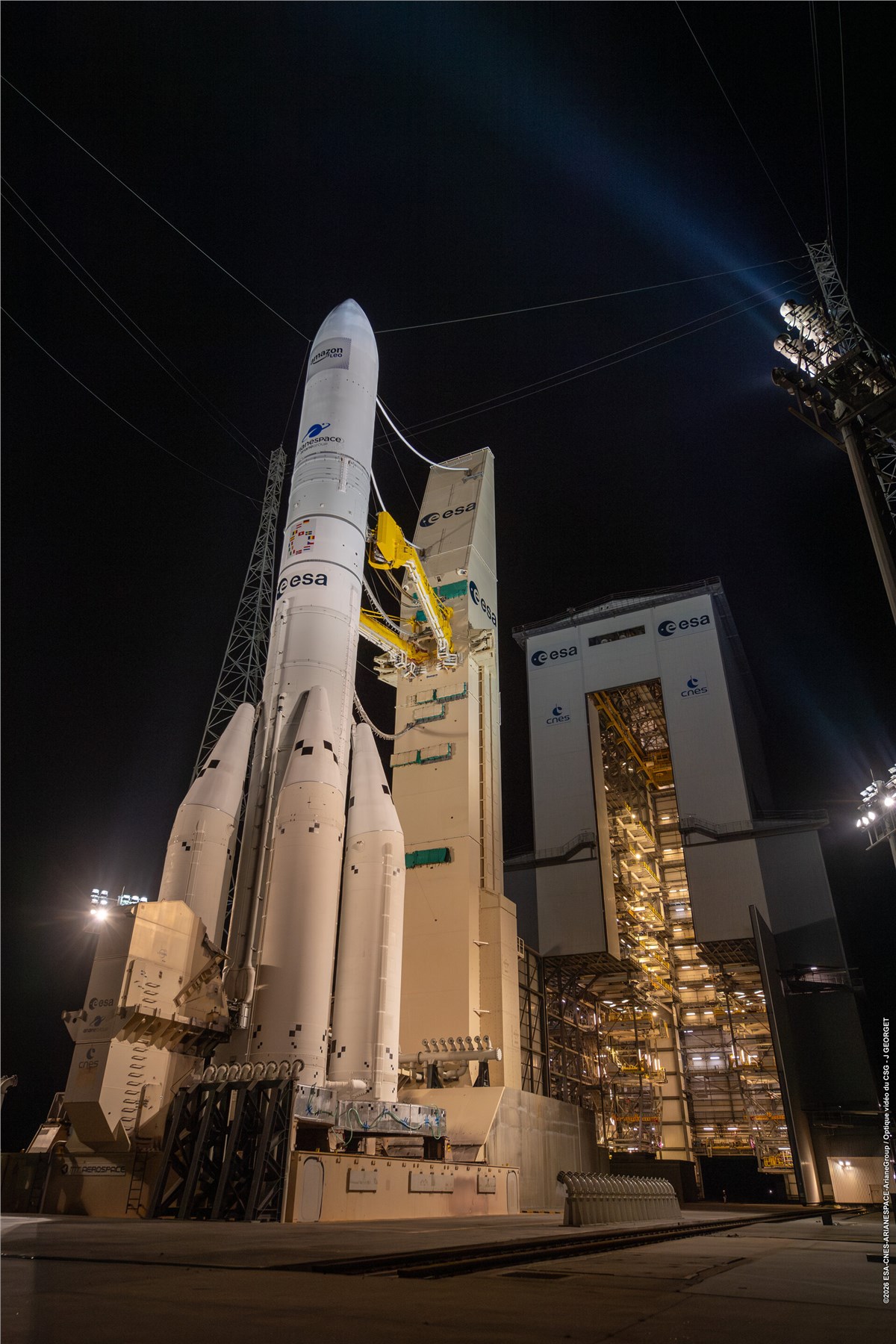 More Boosters, More Power: Ariane 6 Lifts Off With 4 Boosters for the 1st Time reveal 1st Ariane 6 with 4 boosters on launch pad ESA/CNES/Arianespace/ArianeGroup/Optique video du CSG-J. Georget  &copy;