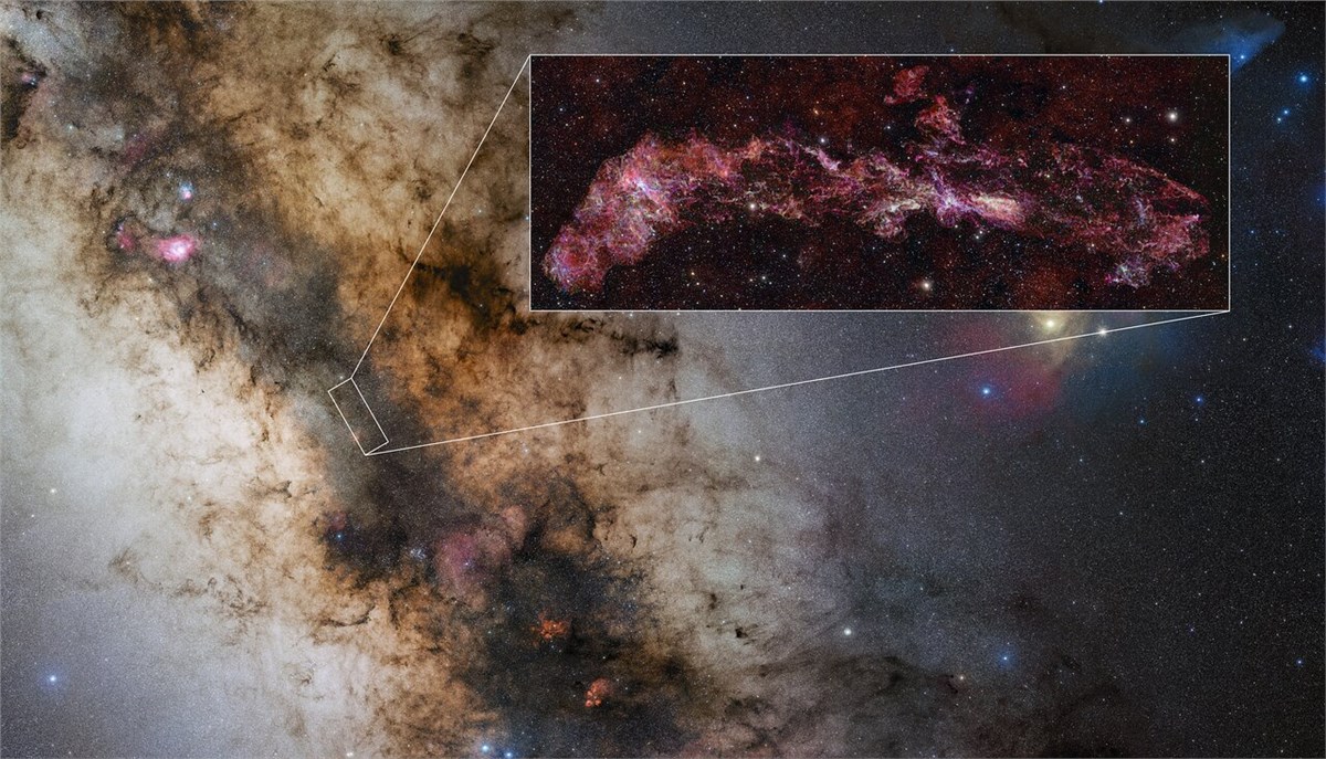 Largest image of its kind shows hidden chemistry at the heart of the Milky Way Location of Central Molecular Zone in Milky Way European Southern Observatory (ESO) &copy;