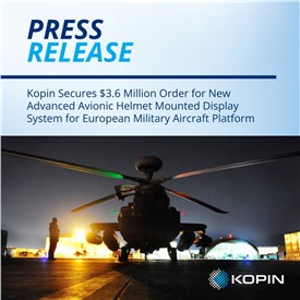 Image - Kopin Secures $3.6M Order for New Advanced Avionic HMD System for European Military Aircraft Platform