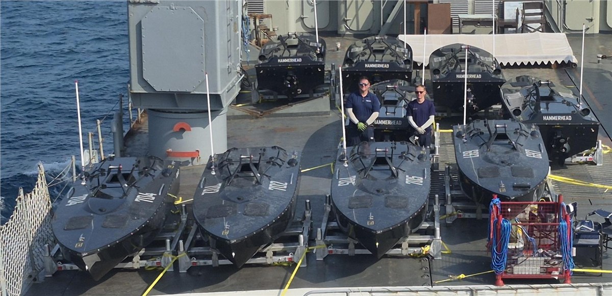 Hammerhead USVs Put Allies to the Test Hammerheads on a navy ship QinetiQ &copy;