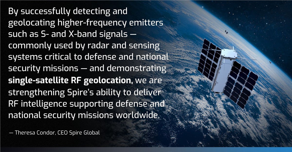 Spire Global Demos Single-Satellite RF Geolocation Capability  Spire Global, Inc &copy;