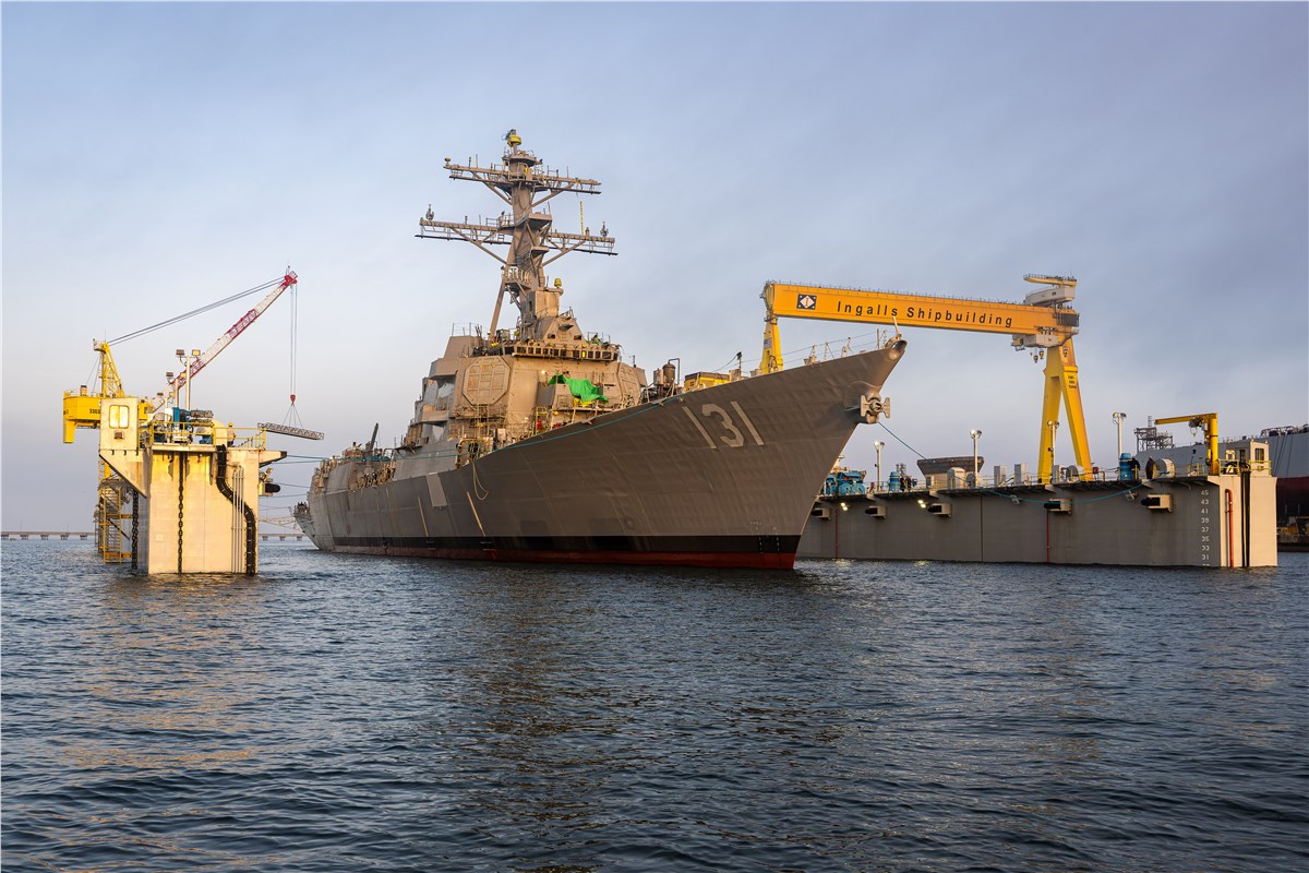 HII's Ingalls Shipbuilding Launches Guided Missile Destroyer George M. Neal (DDG 131)  HII &copy;