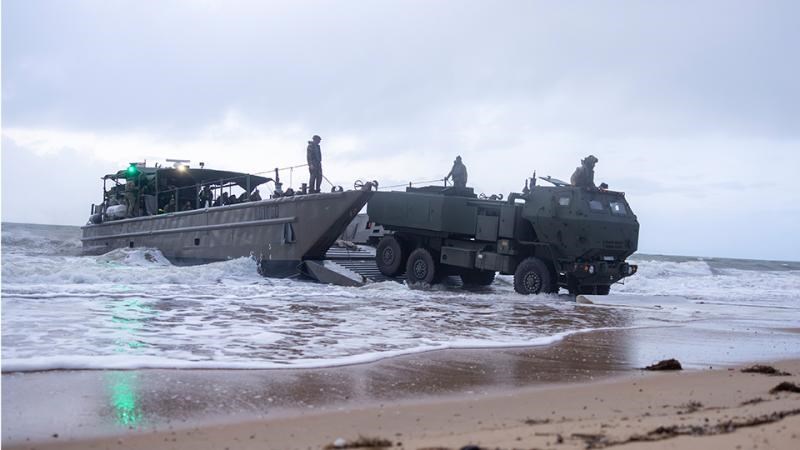 Army Proves HIMARS Deployability from Ship to Shore  Private Alli Craig &copy;