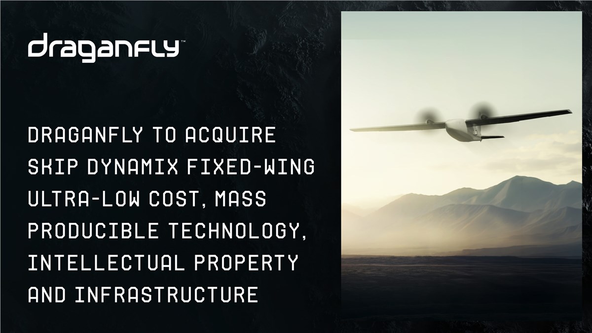 Draganfly to Acquire Skip Dynamix Fixed Wing Ultra-low Cost, Mass Producible Technology, Intellectual Property and Infrastructure  Draganfly &copy;